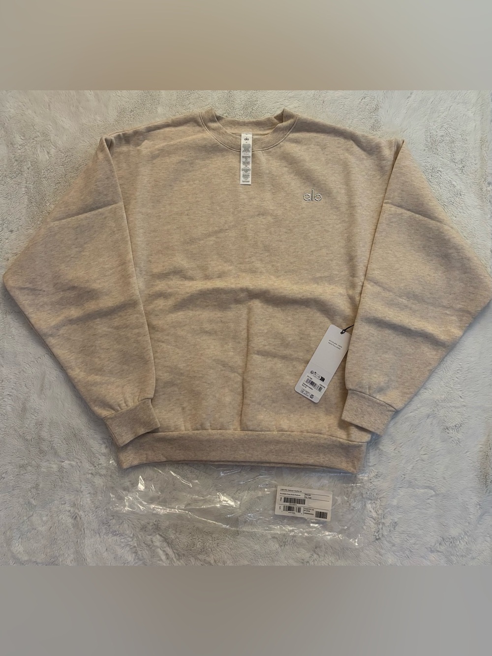 Alo Accolade Crewneck Pullover Oatmeal Heather Medium NWT